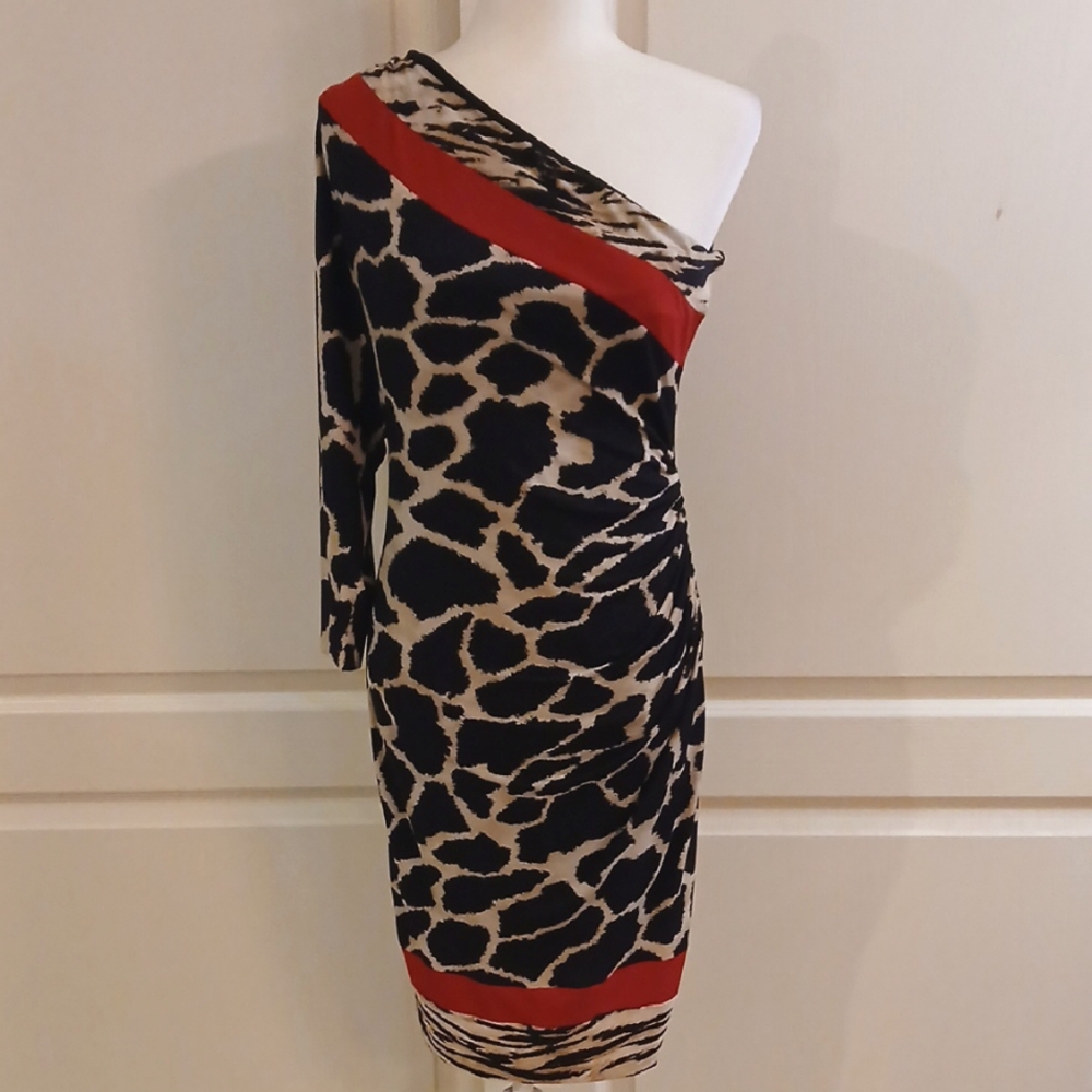 One-Shoulder Animal Print Dress